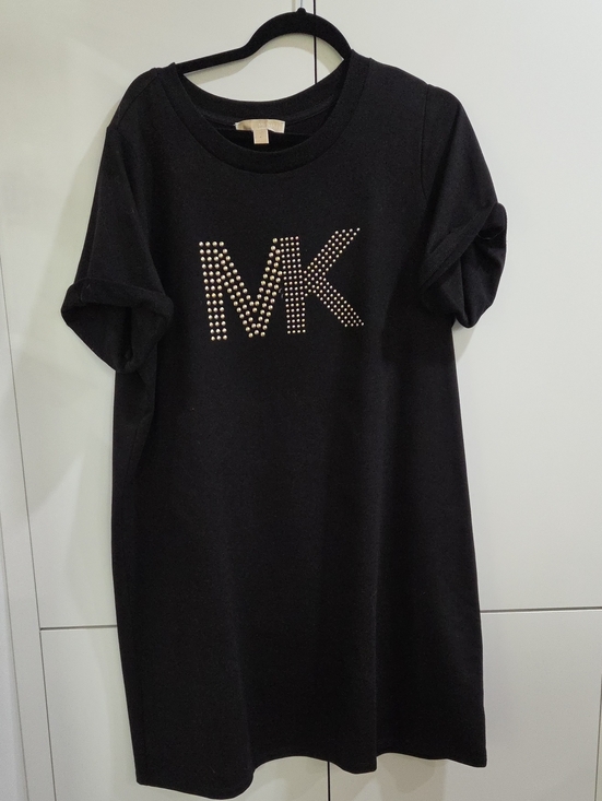 Michael Kors Dresses & Skirts - Michael Kors Black Tee Dress with Gold Studded MK Logo